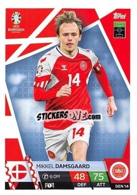 Sticker Mikkel Damsgaard - UEFA Euro 2024. Match Attax
 n. DEN14 - Topps
