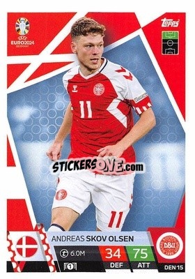 Sticker Andreas Skov Olsen - UEFA Euro 2024. Match Attax
 n. DEN15 - Topps