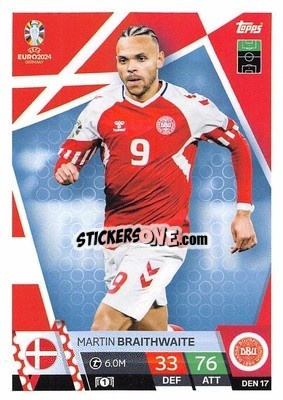 Sticker Martin Braithwaite - UEFA Euro 2024. Match Attax
 n. DEN17 - Topps