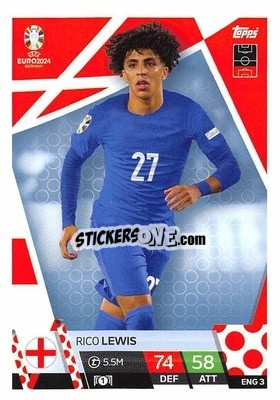 Sticker Rico Lewis - UEFA Euro 2024. Match Attax
 n. ENG3 - Topps