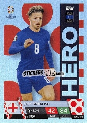 Sticker Jack Grealish - UEFA Euro 2024. Match Attax
 n. ENG14 - Topps
