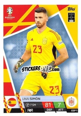 Sticker Unai Simón - UEFA Euro 2024. Match Attax
 n. ESP1 - Topps