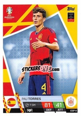 Sticker Pau Torres - UEFA Euro 2024. Match Attax
 n. ESP4 - Topps