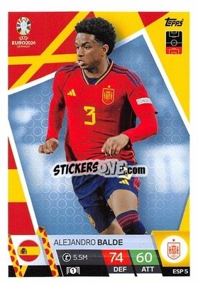 Sticker Alejandro Balde - UEFA Euro 2024. Match Attax
 n. ESP5 - Topps