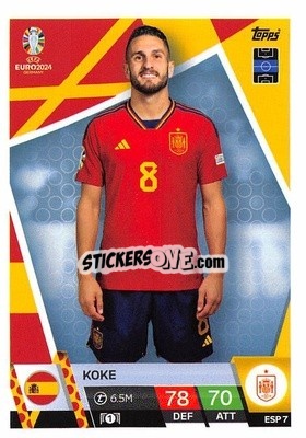 Sticker Koke - UEFA Euro 2024. Match Attax
 n. ESP7 - Topps
