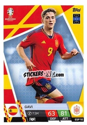 Sticker Gavi - UEFA Euro 2024. Match Attax
 n. ESP10 - Topps