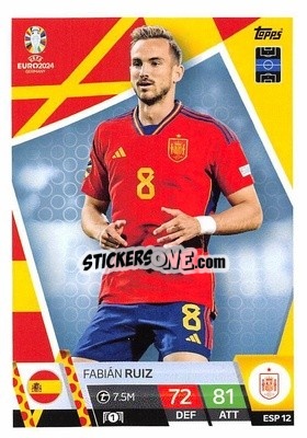 Sticker Fabián Ruiz - UEFA Euro 2024. Match Attax
 n. ESP12 - Topps