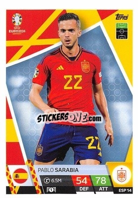 Sticker Pablo Sarabia - UEFA Euro 2024. Match Attax
 n. ESP14 - Topps