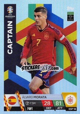 Sticker Álvaro Morata - UEFA Euro 2024. Match Attax
 n. ESP18 - Topps