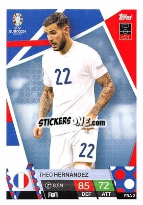 Sticker Theo Hernández - UEFA Euro 2024. Match Attax
 n. FRA2 - Topps