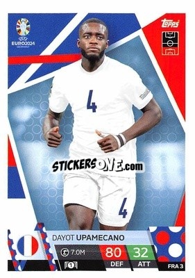 Sticker Dayot Upamecano - UEFA Euro 2024. Match Attax
 n. FRA3 - Topps