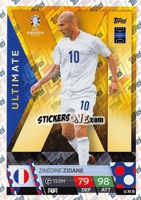 Sticker Zinédine Zidane - UEFA Euro 2024. Match Attax
 n. UXI8 - Topps