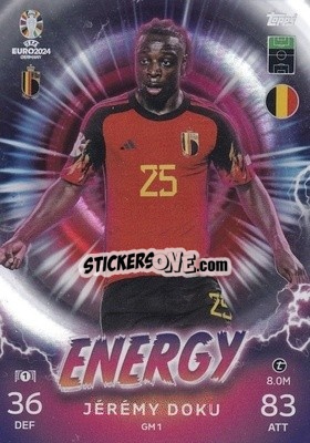 Sticker Jérémy Doku - UEFA Euro 2024. Match Attax
 n. GM1 - Topps