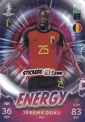 Figurina Jérémy Doku - UEFA Euro 2024. Match Attax
 - Topps