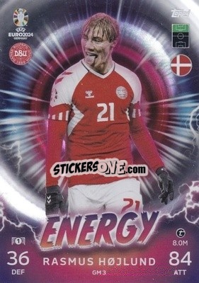 Sticker Rasmus Højlund - UEFA Euro 2024. Match Attax
 - Topps