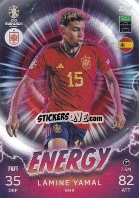 Sticker Lamine Yamal - UEFA Euro 2024. Match Attax
 n. GM9 - Topps