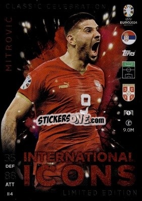 Sticker Aleksandar Mitrović - UEFA Euro 2024. Match Attax
 n. IILE4 - Topps