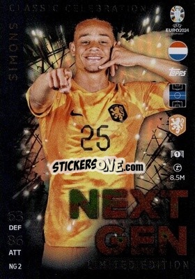Sticker Xavi Simons - UEFA Euro 2024. Match Attax
 n. NGLE2 - Topps