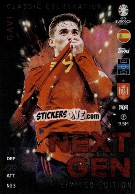 Sticker Gavi - UEFA Euro 2024. Match Attax
 n. NGLE3 - Topps