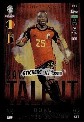 Sticker Jérémy Doku - UEFA Euro 2024. Match Attax
 n. RTLE1 - Topps
