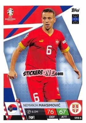 Sticker Miloš Veljković - UEFA Euro 2024. Match Attax
 n. SRB4 - Topps