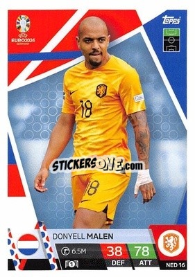Sticker Donyell Malen - UEFA Euro 2024. Match Attax
 n. NED16 - Topps