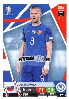 Sticker Denis Vavro - UEFA Euro 2024. Match Attax
 n. SVK6 - Topps