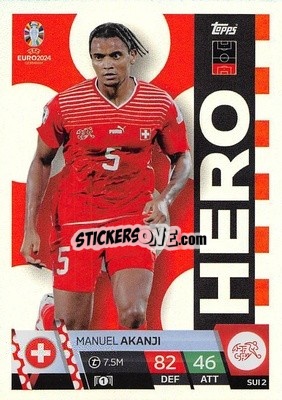 Sticker Manuel Akanji - UEFA Euro 2024. Match Attax
 n. SUI2 - Topps