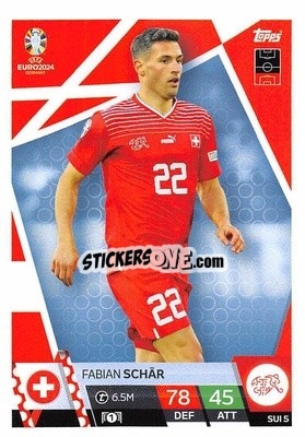 Sticker Fabian Schär - UEFA Euro 2024. Match Attax
 n. SUI5 - Topps