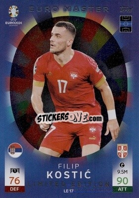 Sticker Filip Kostić - UEFA Euro 2024. Match Attax
 n. LE17 - Topps