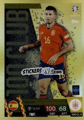 Sticker Rodri - UEFA Euro 2024. Match Attax
 n. 100CL3 - Topps