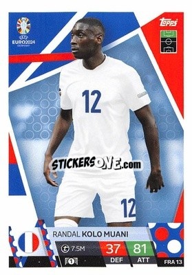 Sticker Randal Kolo Muani - UEFA Euro 2024. Match Attax
 n. FRA13 - Topps