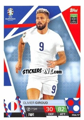 Sticker Olivier Giroud - UEFA Euro 2024. Match Attax
 n. FRA17 - Topps