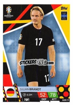Sticker Julian Brandt - UEFA Euro 2024. Match Attax
 n. GER11 - Topps