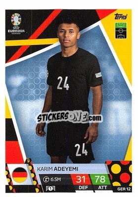 Sticker Karim Adeyemi - UEFA Euro 2024. Match Attax
 n. GER12 - Topps