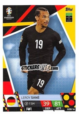 Sticker Leroy Sané - UEFA Euro 2024. Match Attax
 n. GER16 - Topps