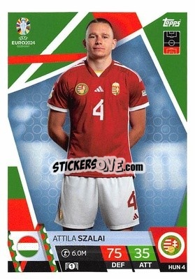 Sticker Attila Szalai - UEFA Euro 2024. Match Attax
 n. HUN4 - Topps