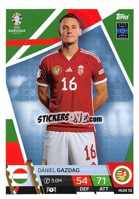 Sticker Dániel Gazdag - UEFA Euro 2024. Match Attax
 n. HUN12 - Topps