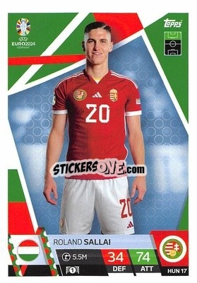 Sticker Roland Sallai - UEFA Euro 2024. Match Attax
 n. HUN17 - Topps
