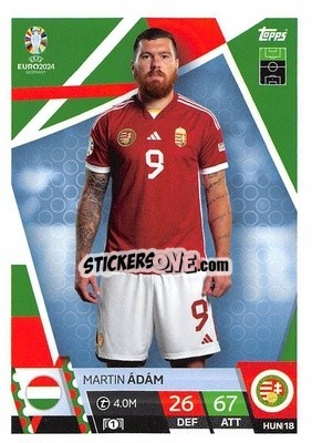 Sticker Martin Ádám - UEFA Euro 2024. Match Attax
 n. HUN18 - Topps