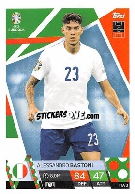 Sticker Alessandro Bastoni - UEFA Euro 2024. Match Attax
 n. ITA3 - Topps
