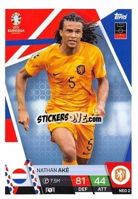 Figurina Nathan Aké - UEFA Euro 2024. Match Attax
 n. NED2 - Topps