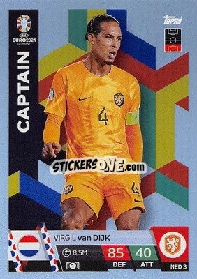 Sticker Virgil van Dijk - UEFA Euro 2024. Match Attax
 n. NED3 - Topps