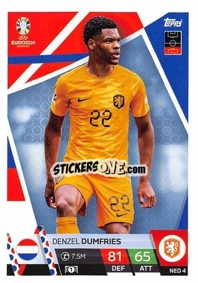 Sticker Denzel Dumfries - UEFA Euro 2024. Match Attax
 n. NED4 - Topps