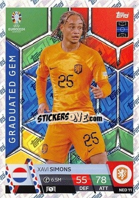 Sticker Xavi Simons - UEFA Euro 2024. Match Attax
 n. NED11 - Topps