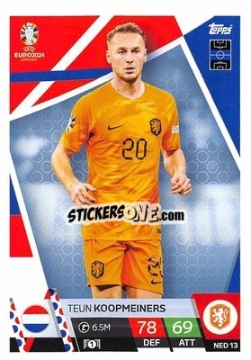Sticker Teun Koopmeiners - UEFA Euro 2024. Match Attax
 n. NED13 - Topps
