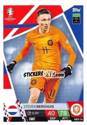 Sticker Steven Berghuis - UEFA Euro 2024. Match Attax
 n. NED14 - Topps