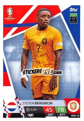 Sticker Steven Bergwijn - UEFA Euro 2024. Match Attax
 n. NED15 - Topps