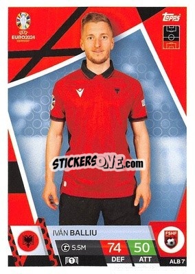 Sticker Iván Balliu - UEFA Euro 2024. Match Attax
 n. ALB7 - Topps