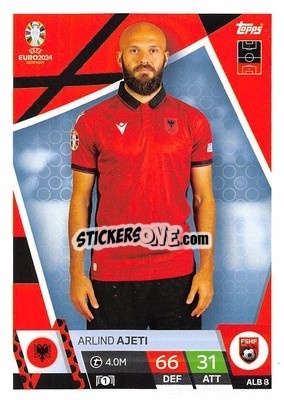 Sticker Arlind Ajeti - UEFA Euro 2024. Match Attax
 n. ALB8 - Topps